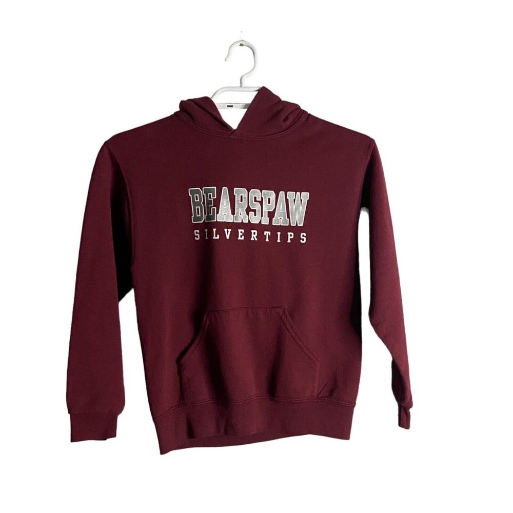 Jerzees Boy's Burgundy BEARSPAW SILVERTIPS Hoodie Sweatshirt